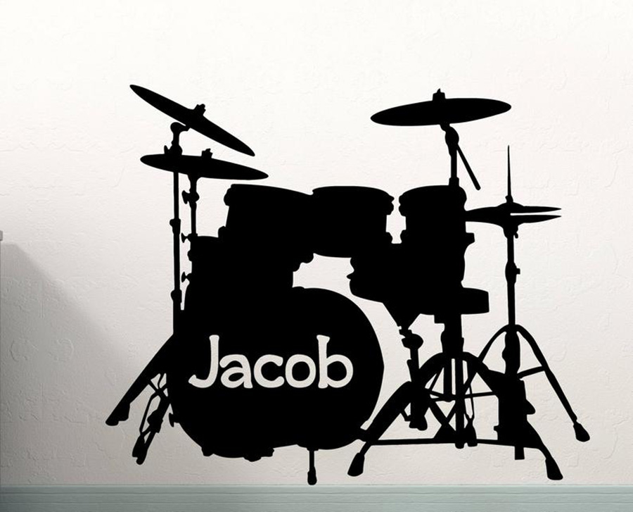 Musical Instrument Name - Drum Set Wall Decal Custom Name