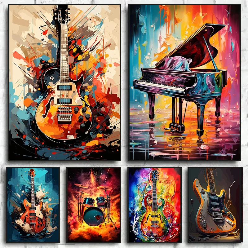 Abstract Colorful Art Musical  - огляд і ціна Musical Instrument Poster