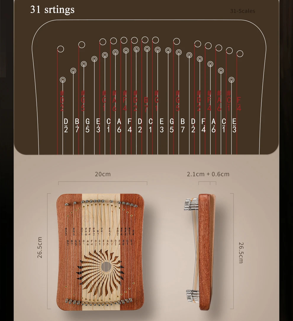 Hluru  Lyre 31 Strings Thumb K - огляд і ціна Musical Instrument Harp