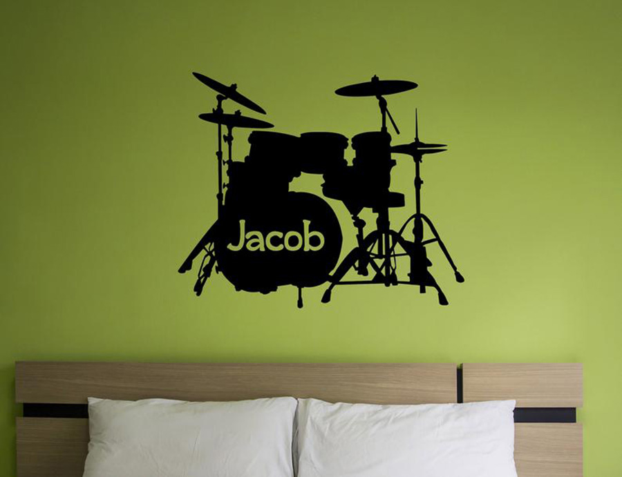 Drum Set Wall Decal Custom Nam - огляд і ціна Musical Instrument Name